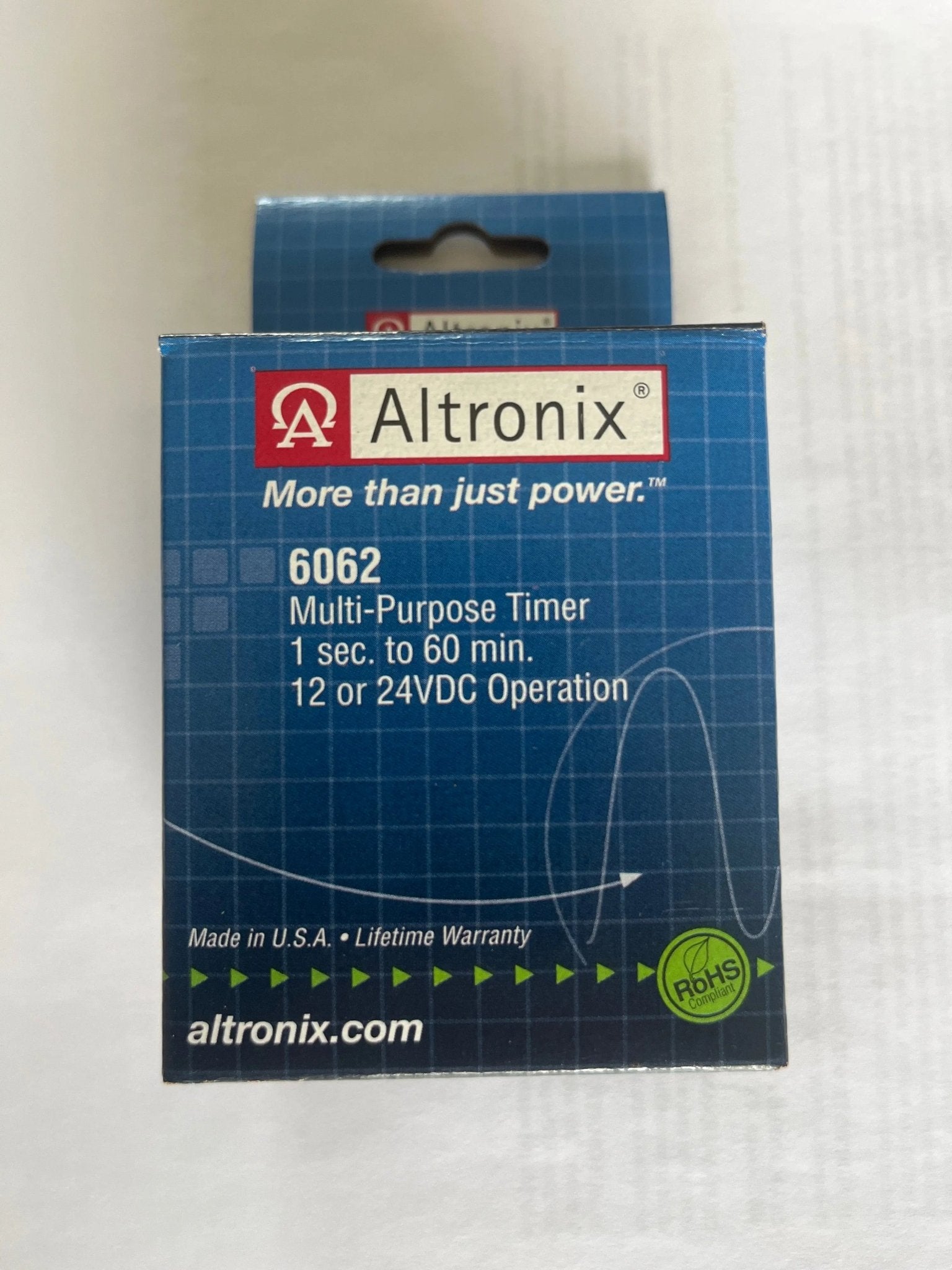 Altronix 6062 adjustable timer module providing 1-second to 60-minute delays for access control, door strikes, and security system automation.
