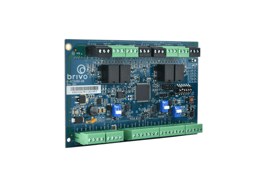 Brivo ACS6100 series door board, two-reader expansion PCB with OSDP support (board only) for adding readers, inputs, and outputs to ACS6100 access control systems.