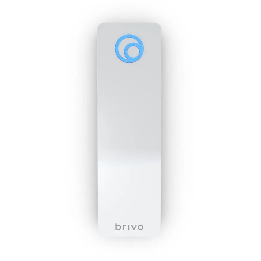 Brivo B-BSPMF-W white slim OSDP access control reader supporting smart card, proximity, and mobile credentials; mullion-style tri-technology reader for secure door entry.